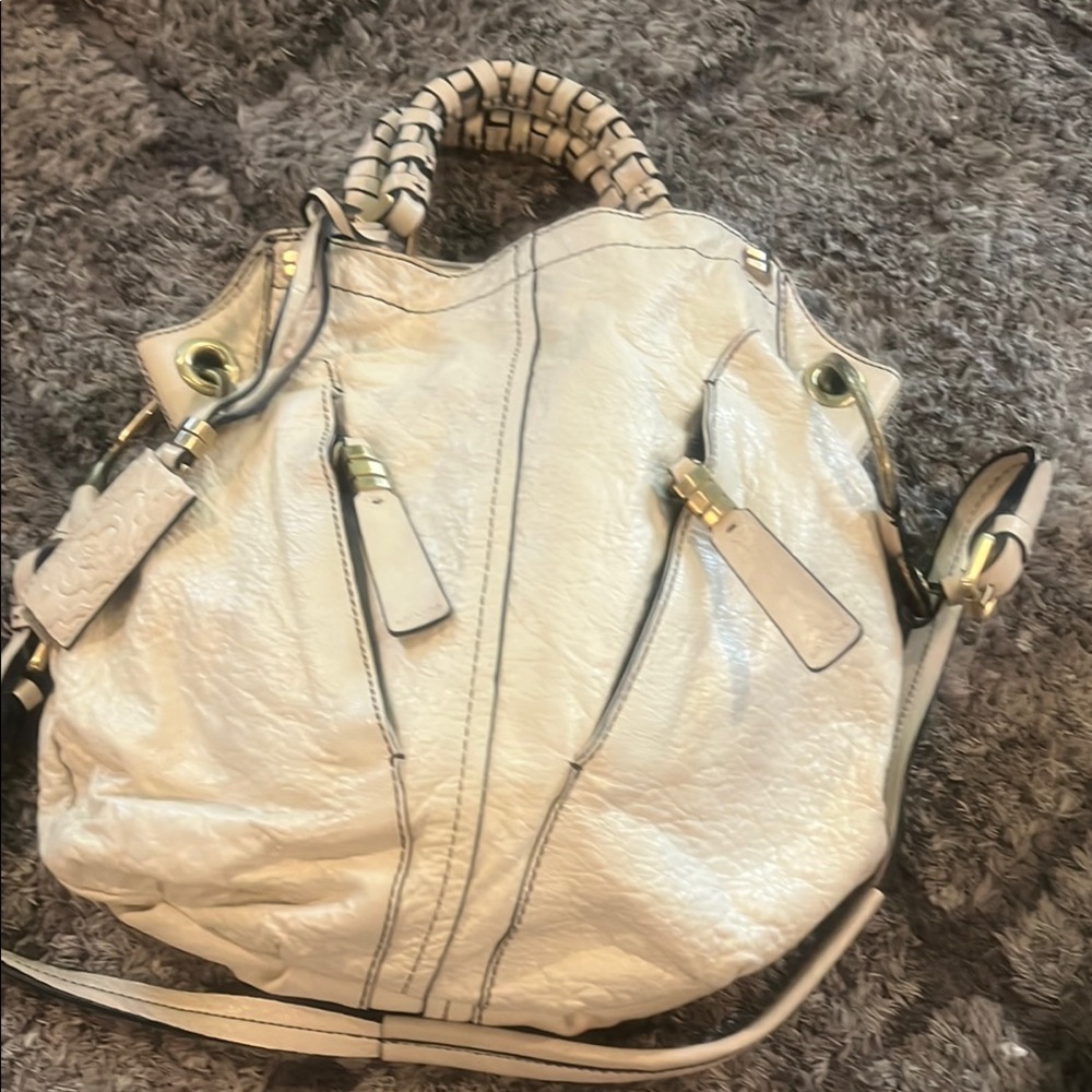 orYANY Cream Slouchy Shoulder Bag with Braided Handle